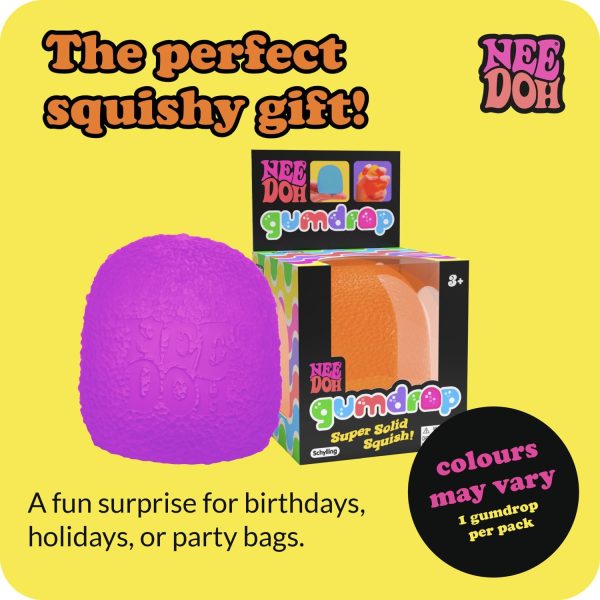 Schylling NeeDoh Gumdrop - Textured Sensory Toy with Super Solid Squish - 2.5 Tall - Colors May Vary (Pack of 1)