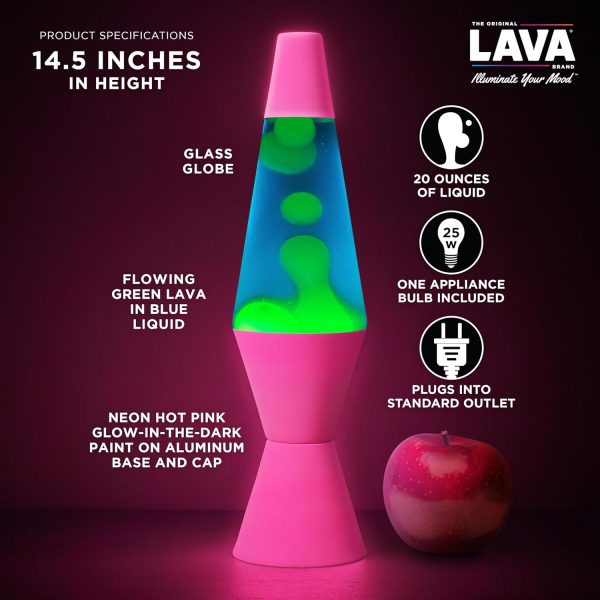 Lava The Original Lamp - 14.5 Neon Pink - Classic Liquid Motion Lamp - Green/Yellow and Blue Liquid - Item #2383 (Amazon Exclusive)